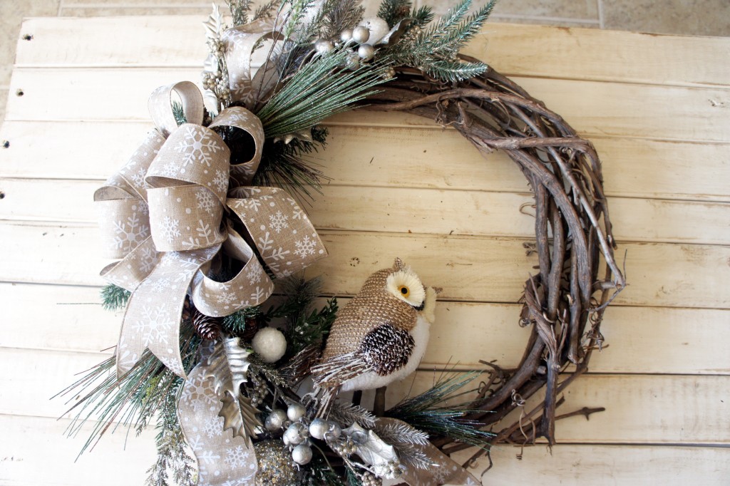 winter, woodland theme, winter woodland wreath, snow owls, snowflakes, diy, craft, wreath, our messy table