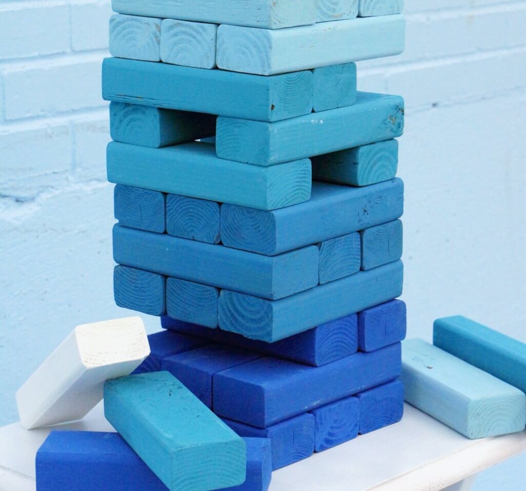 Giant Jenga, Ombre, Backyard game, Game, DIY, Jenga, party, party planning ideas for a bbq, backyard bbq bash, Summer, bbq, planning a bbq, planning a summer party, hosting,entertaining, round up, 