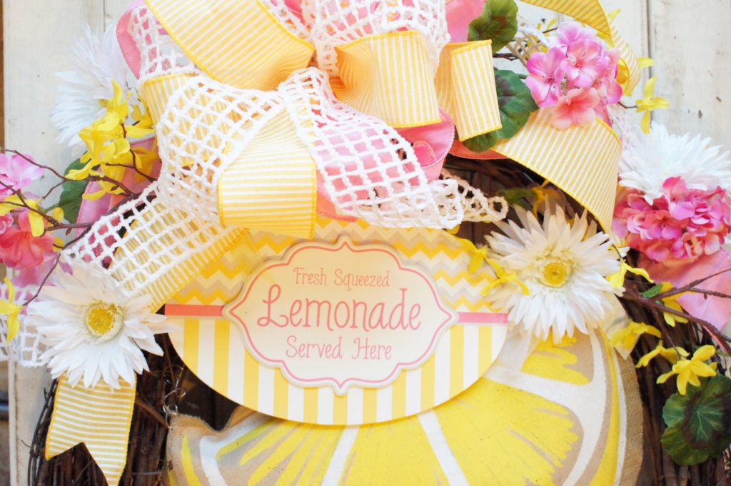 DIY, summer, flowers, lemonade themed, wreath, how to, tutorial, do it yourself