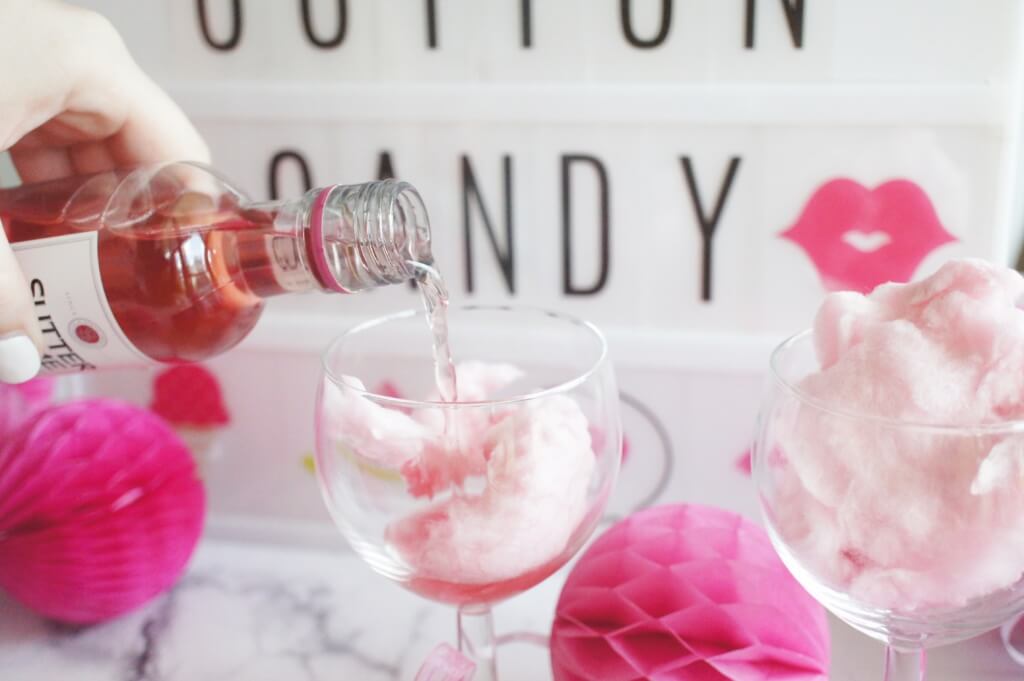 Cotton Candy Cocktail, Cotton Candy, Pink, Entertaining, Hosting, Bachelorette party, bachelorette, girls night, GNO, cocktail, happy hour, drink, entertaining, our messy table , moscato, 