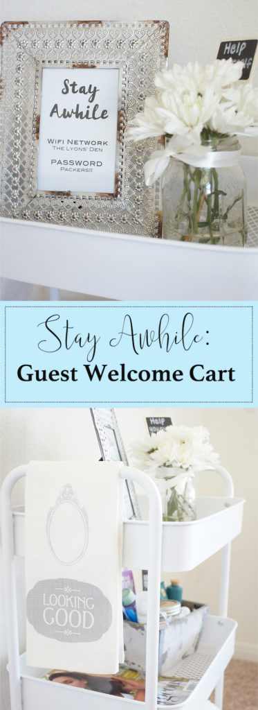 Show your guests how much you care with this Guest Welcome Cart! Our Messy table, guest welcome cart, guest,