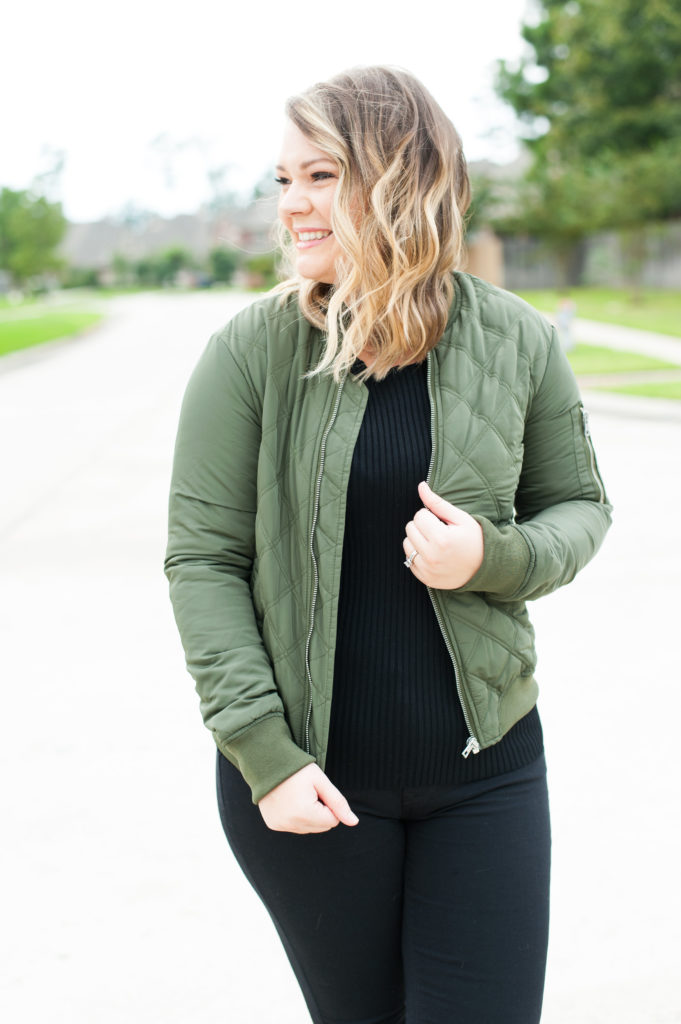 lob, bomber jacket & new hair, bomber jacket, olive, fall, ootd, fall style, trend, francescas, franlove, our messy table, style,